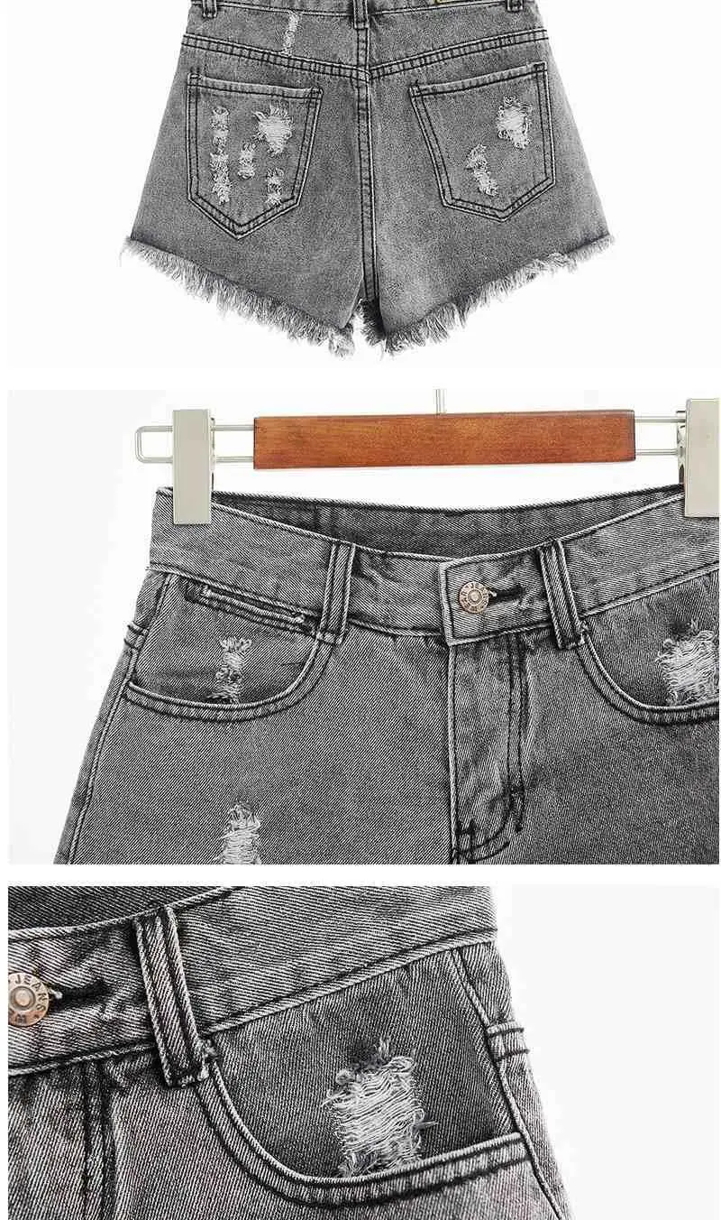 Aesthetic Summer Hot Wide Leg Loose Ripped High Waist Korean Fashion Vintage Short Pants Casual Women's Jean Denim Shorts Female
