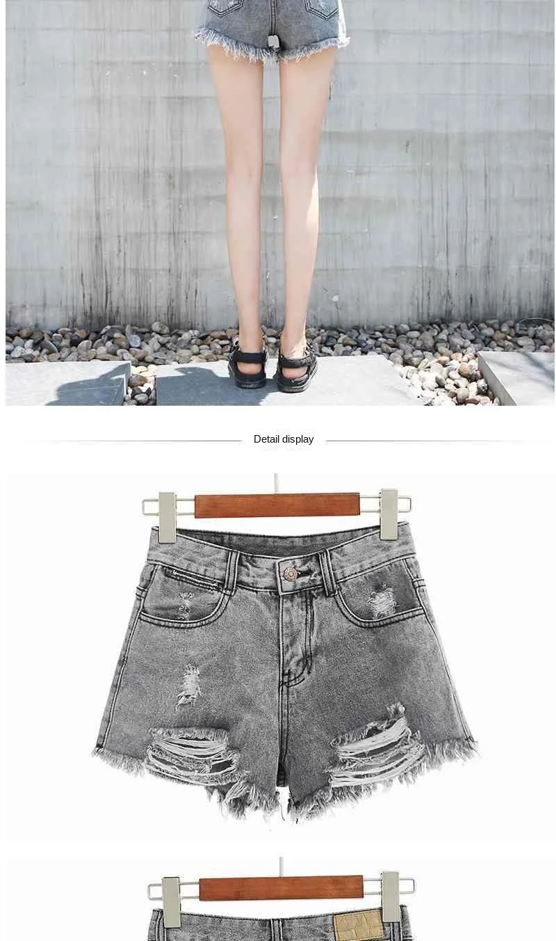 Aesthetic Summer Hot Wide Leg Loose Ripped High Waist Korean Fashion Vintage Short Pants Casual Women's Jean Denim Shorts Female