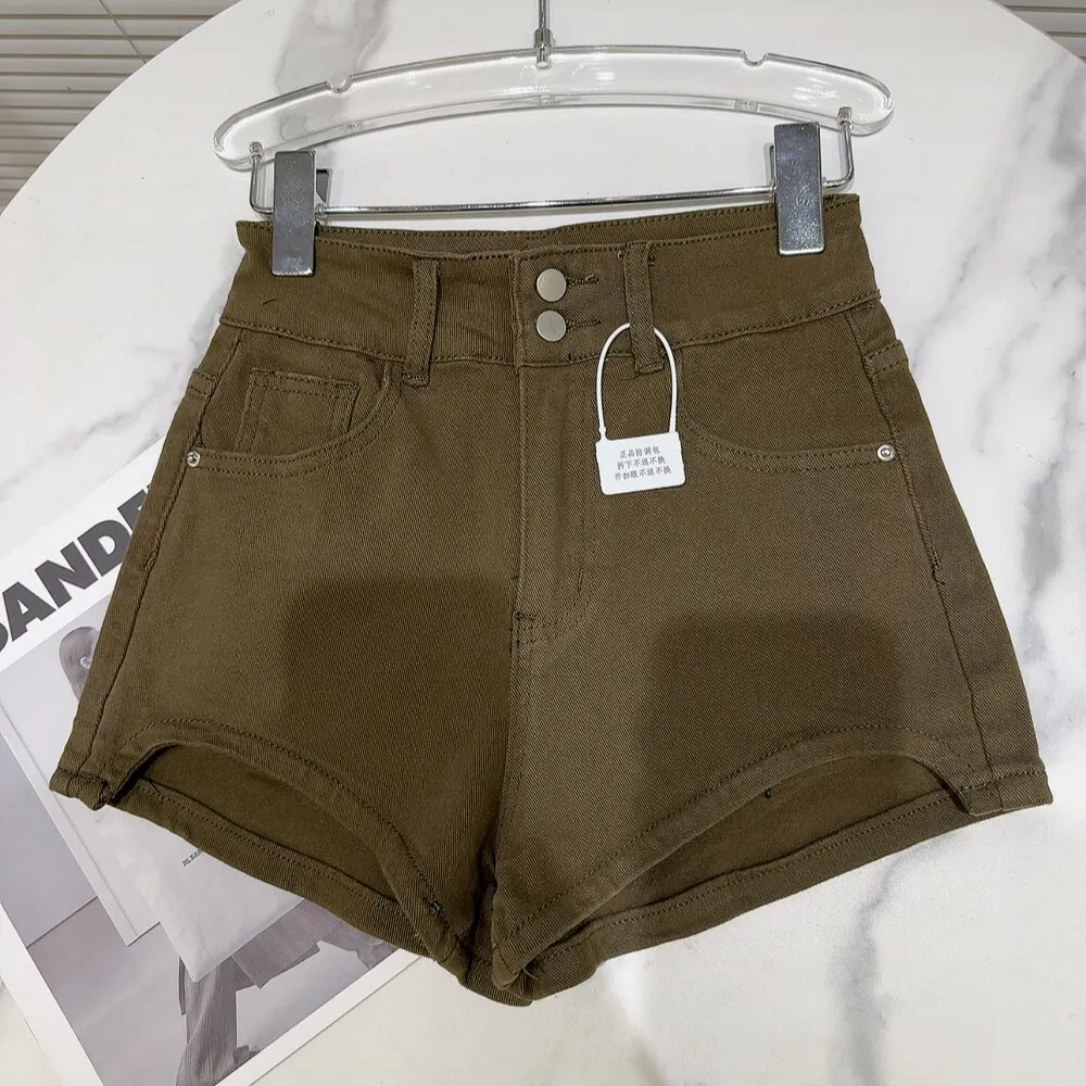 SINGREINY Summer Streetwear Denim Shorts Hot Girl Button Design Solid Basics Designer Inspired Irregular Sexy Retro Mini Shorts