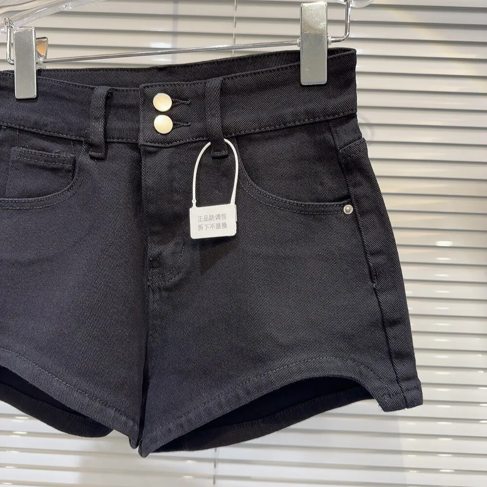 SINGREINY Summer Streetwear Denim Shorts Hot Girl Button Design Solid Basics Designer Inspired Irregular Sexy Retro Mini Shorts