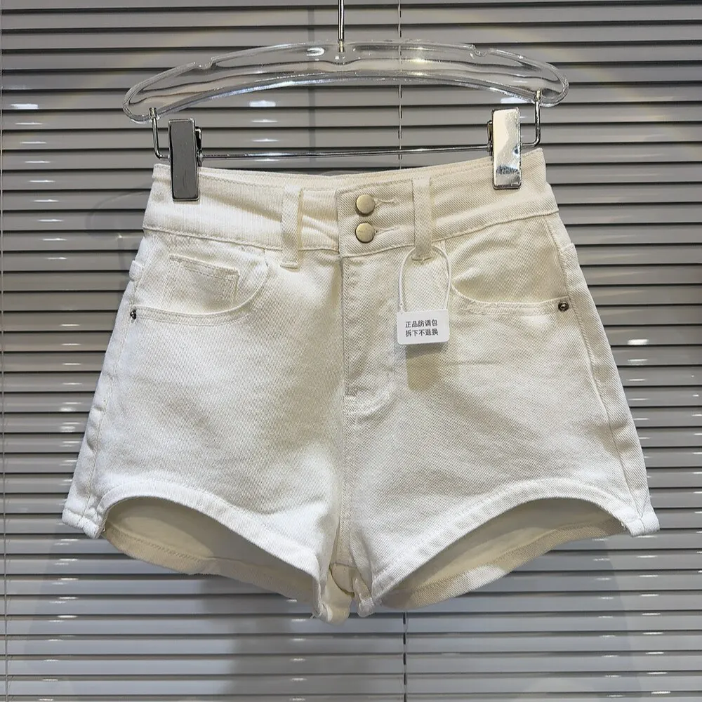 SINGREINY Summer Streetwear Denim Shorts Hot Girl Button Design Solid Basics Designer Inspired Irregular Sexy Retro Mini Shorts