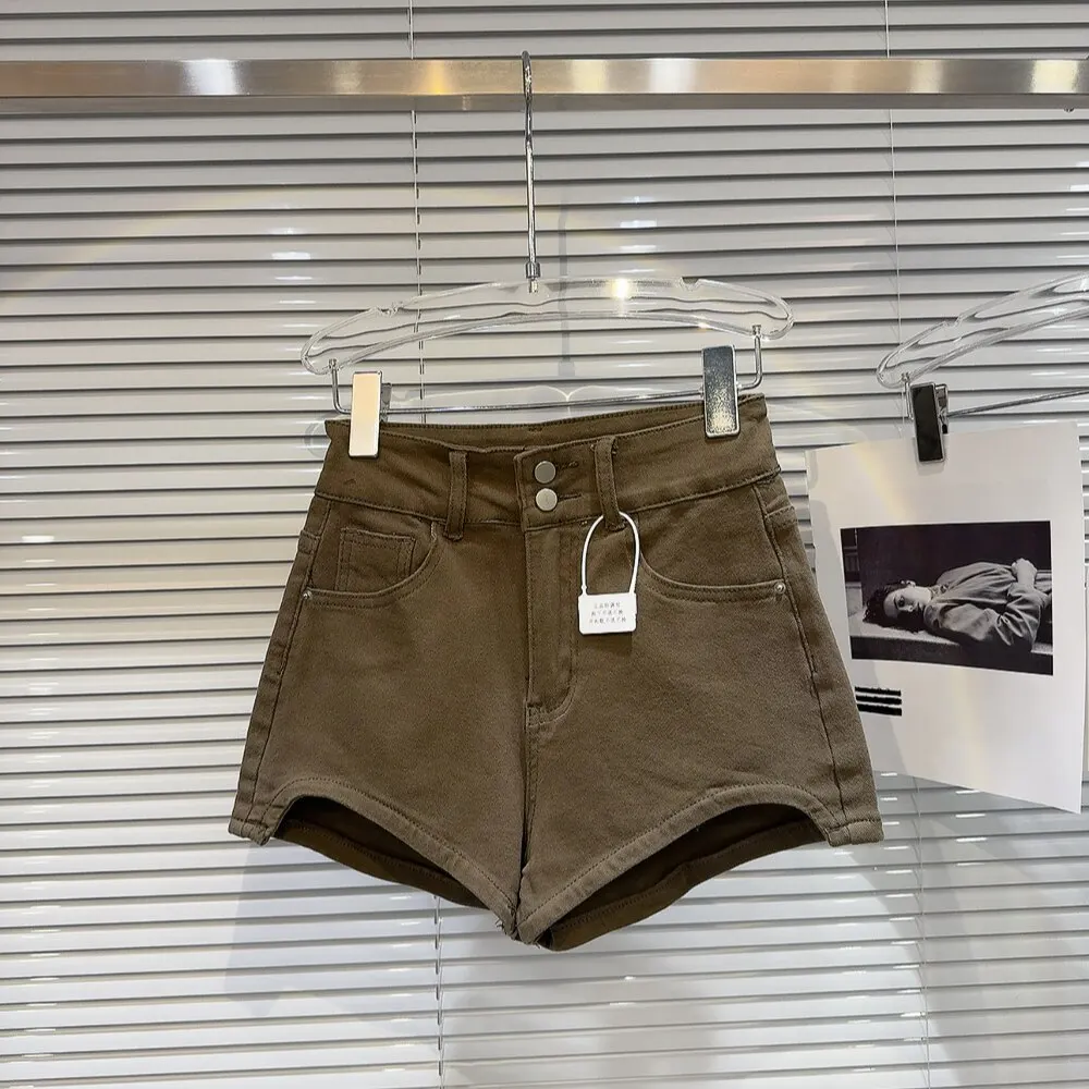 SINGREINY Summer Streetwear Denim Shorts Hot Girl Button Design Solid Basics Designer Inspired Irregular Sexy Retro Mini Shorts