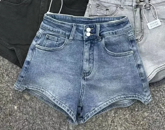 SINGREINY Summer Streetwear Denim Shorts Hot Girl Button Design Solid Basics Designer Inspired Irregular Sexy Retro Mini Shorts