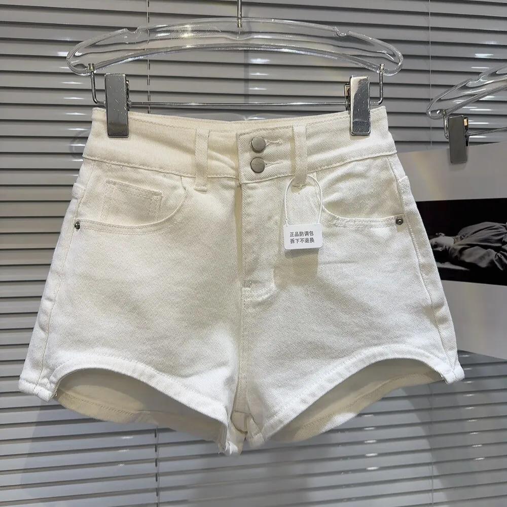 SINGREINY Summer Streetwear Denim Shorts Hot Girl Button Design Solid Basics Designer Inspired Irregular Sexy Retro Mini Shorts