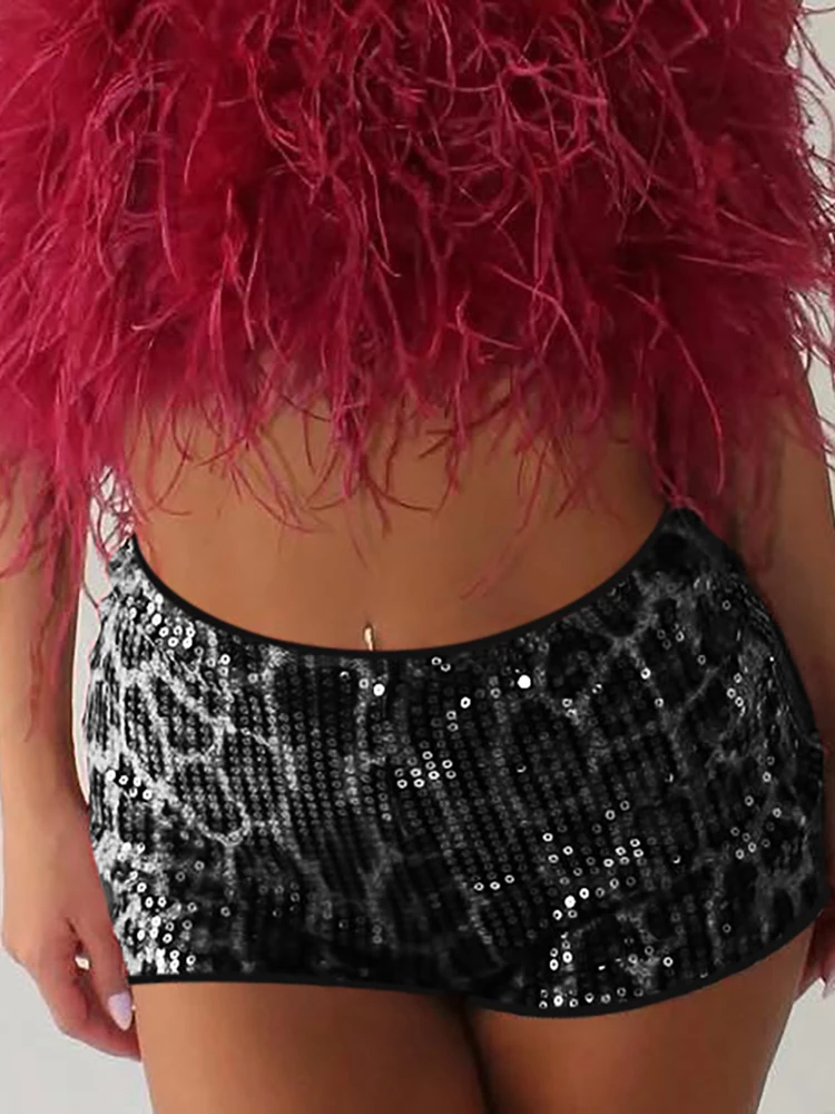 Sisterlinda Popular Women Shorts Fashion Leopard Print High Waist Skinny Mini Bottoms Shiny Sequins Female Attractive Streetwear