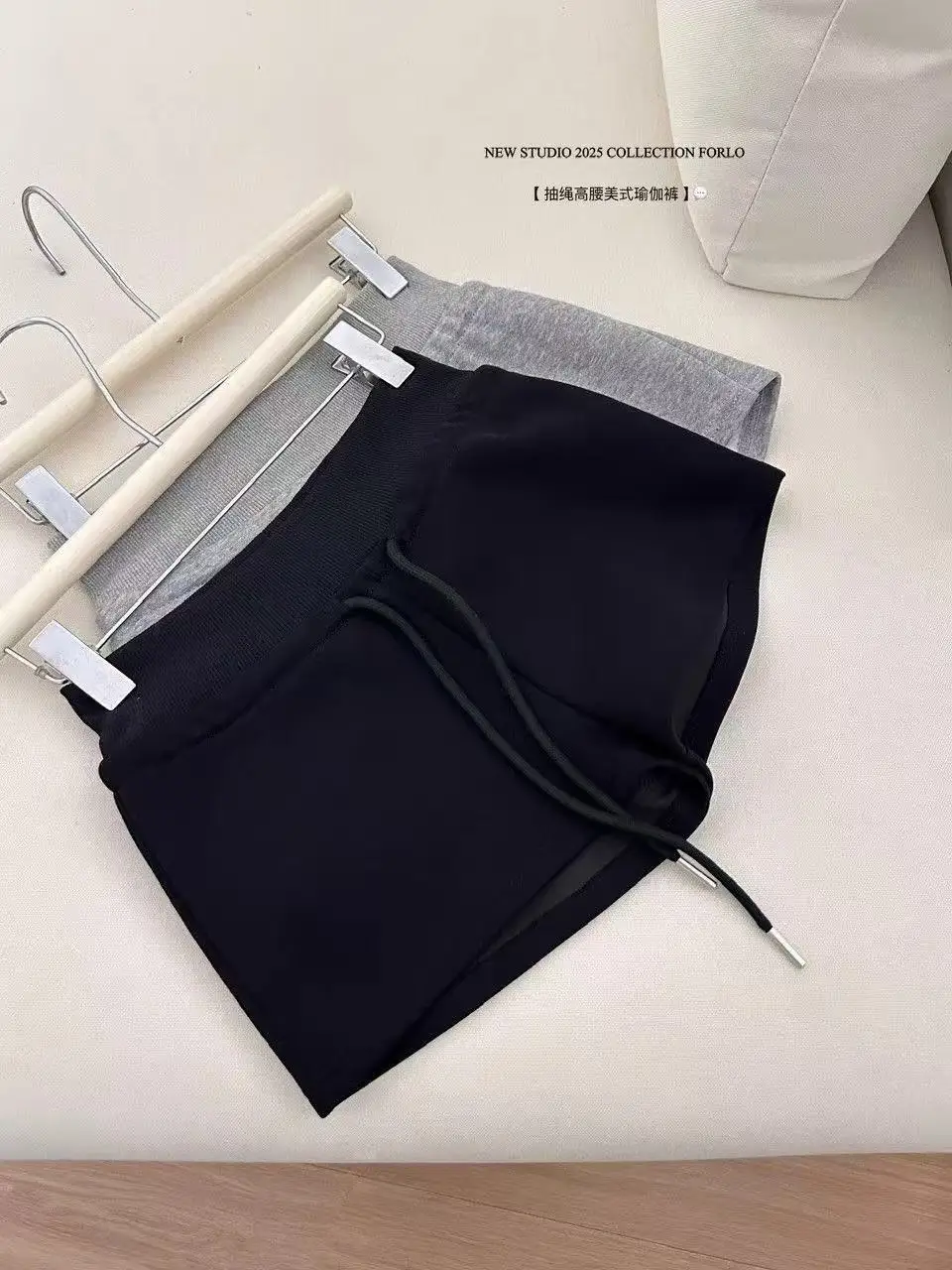 Sporty Grey Low-Waist Straight Leg Short Pants for Women Summer Casual Trousers Drawstring Hot Girl Style Cotton Blend