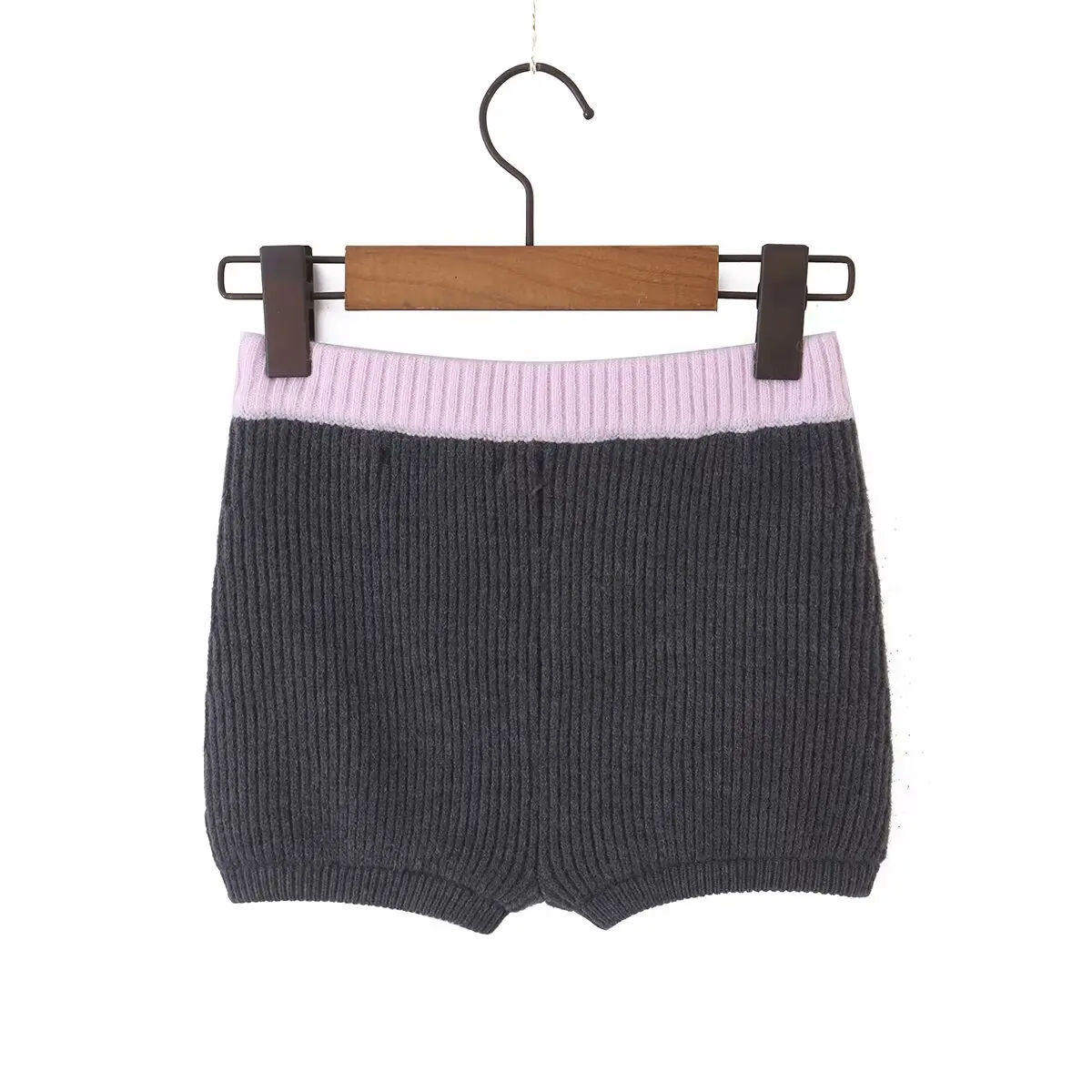 YENKYE Women Contrast Color Elastic High Waist Knit Shorts t Casual Short Pants Lady Bottoms
