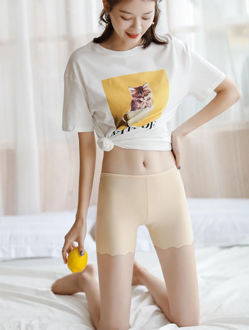 Women Sexy Soft Seamless Safety Short Pants Summer Ice Silk Breathable Comfortable Tight Shorts Under Skirt Panties Underwear