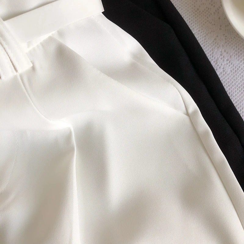 Korean Minimalist Versatile High Waisted Slim Casual Shorts Summer Fashion Solid Color Loose A-line Wide Leg Short With Belt