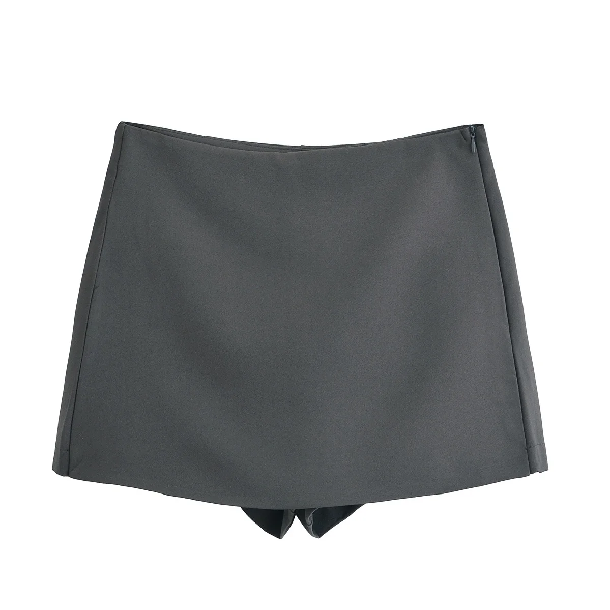 BSAY Shorts for Women Fashion Autumn Winter New Comfortable Casual Solid Color Side Zip Middle-waisted A-line Culotte Skirt Pant