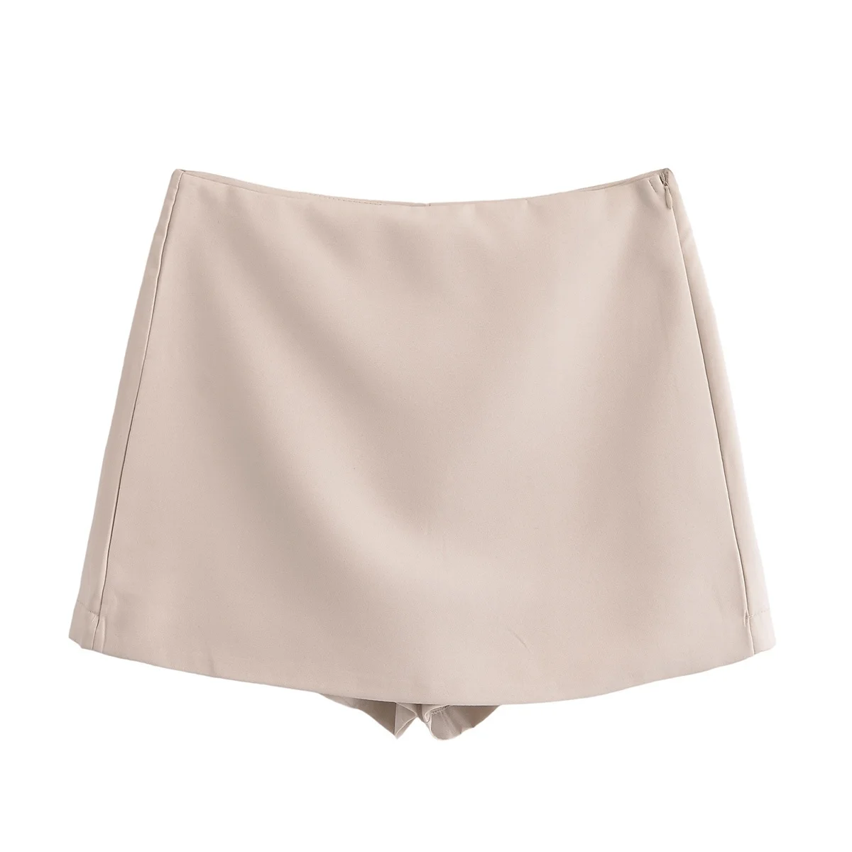 BSAY Shorts for Women Fashion Autumn Winter New Comfortable Casual Solid Color Side Zip Middle-waisted A-line Culotte Skirt Pant