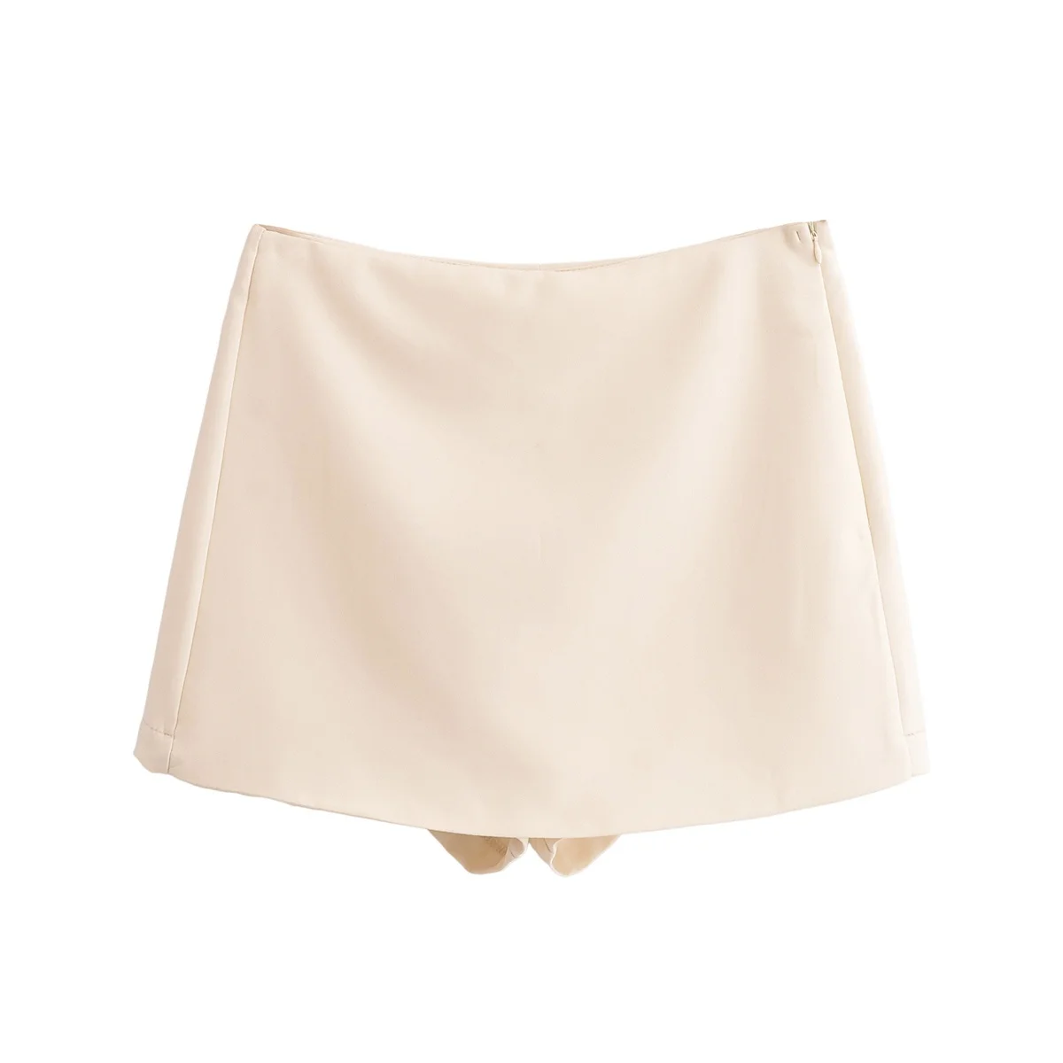 BSAY Shorts for Women Fashion Autumn Winter New Comfortable Casual Solid Color Side Zip Middle-waisted A-line Culotte Skirt Pant