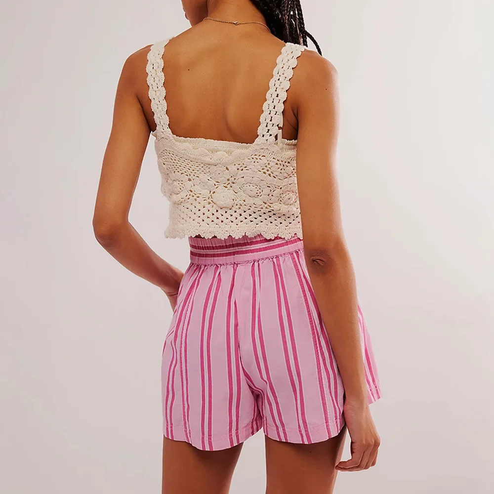 Straight Striped Casual Pockets Beach Shorts Women Fashion Shorts Summer Short Pants Ladies Short Women Shorts Sport Femme Pants