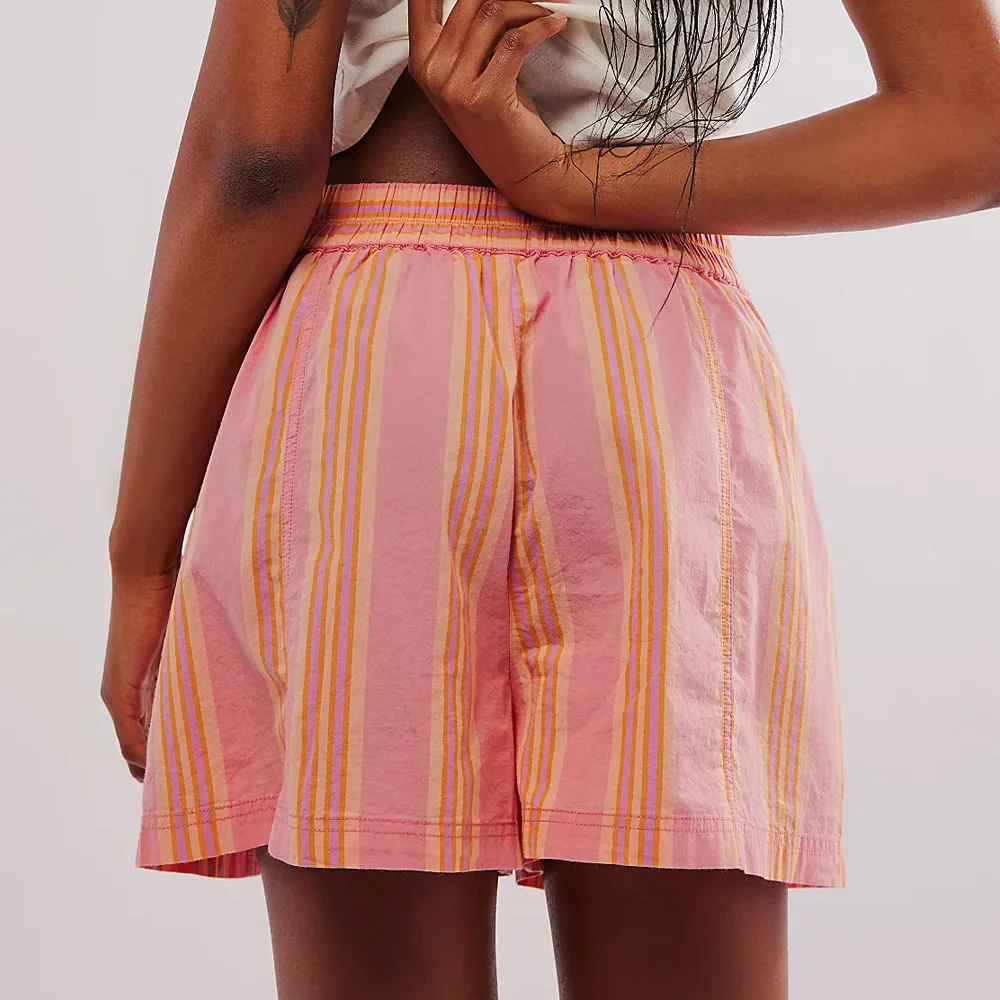 Straight Striped Casual Pockets Beach Shorts Women Fashion Shorts Summer Short Pants Ladies Short Women Shorts Sport Femme Pants