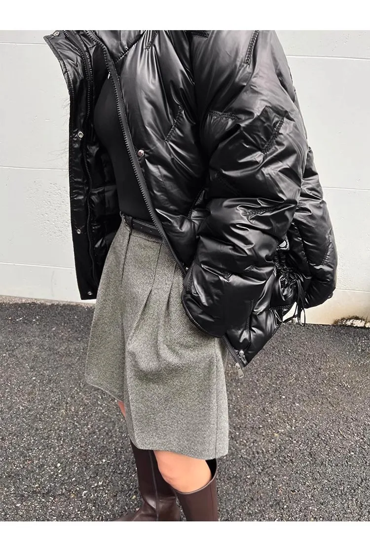 Chic Women Thicken Warm Loose Pockets Faux Woolen Straight Shorts 2024 Autumn Winter High Waist Ladies Wide Leg Shorts WH2