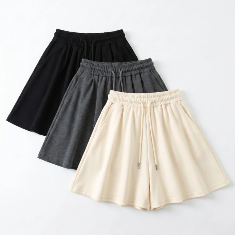 2026 Summer New High Waist Wide Leg Women's Sports Shorts Loose Fit A-Line Shorts Casual Versatile Comfortable Short Pants