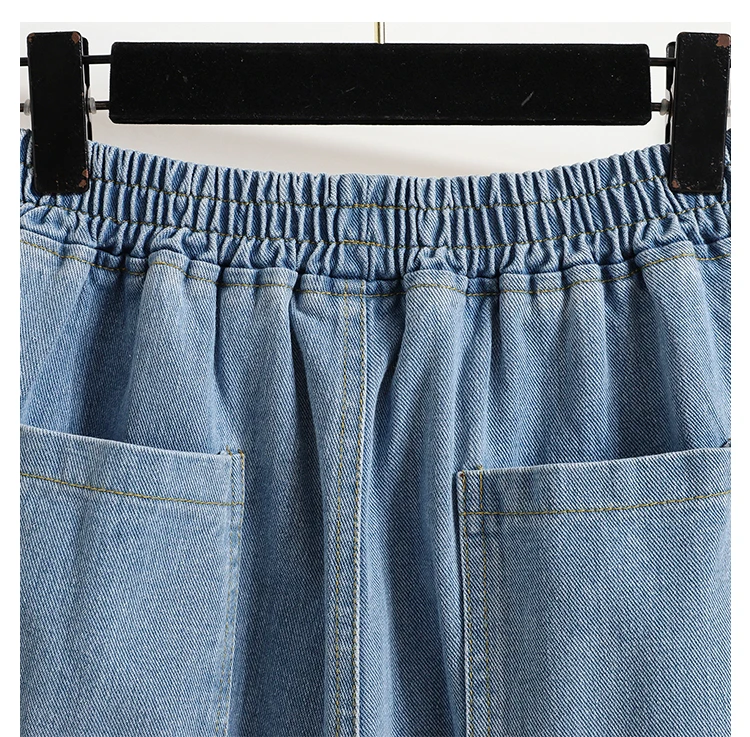 Wide Leg Denim Shorts For Women 2024 Summer New Arrivals High Waist Big Pockets Blue Color Jeans Shorts Casual Pants Trousers