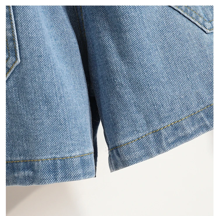 Wide Leg Denim Shorts For Women 2024 Summer New Arrivals High Waist Big Pockets Blue Color Jeans Shorts Casual Pants Trousers