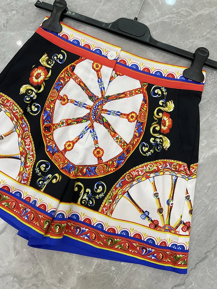 Seifrmann Casual simple printed cotton shorts high waist versatile shorts 2026 autumn fashion women's new style