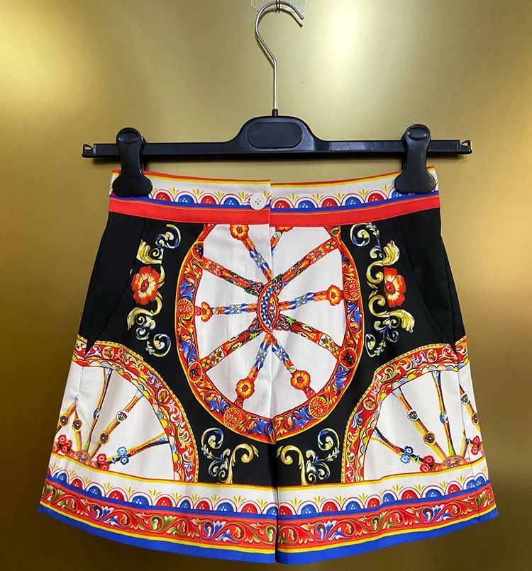 Seifrmann Casual simple printed cotton shorts high waist versatile shorts 2026 autumn fashion women's new style