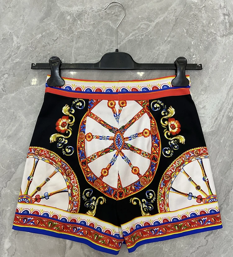 Seifrmann Casual simple printed cotton shorts high waist versatile shorts 2026 autumn fashion women's new style