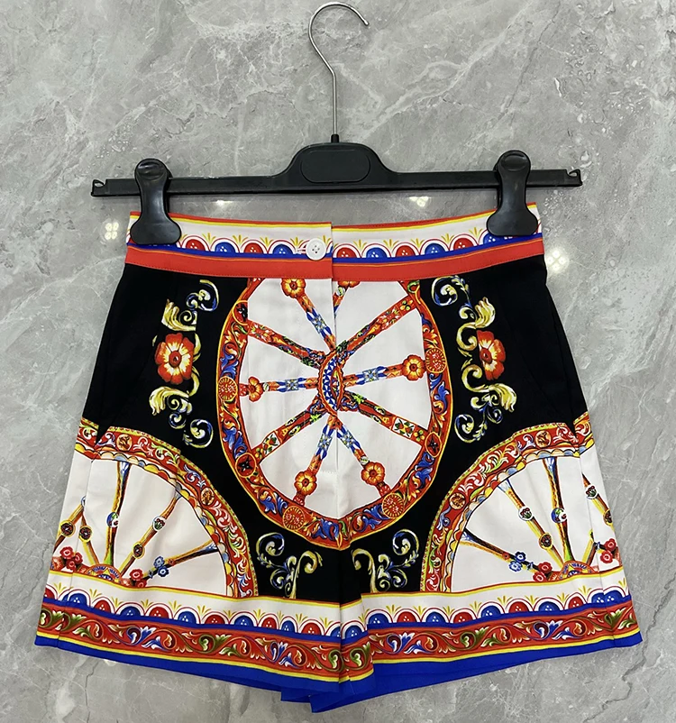 Seifrmann Casual simple printed cotton shorts high waist versatile shorts 2026 autumn fashion women's new style
