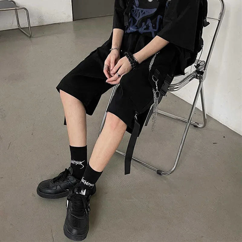 2026 Cargo Shorts Women Harajuku Hip Hop Punk Big Pocket Short with Fashion Chain High Waist Joggers Short Pants Woman