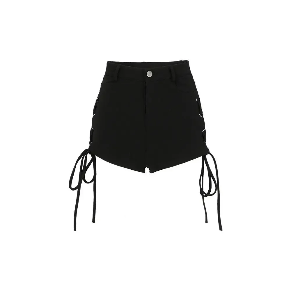 Y2k Shorts Women Bandage Sexy Streetwear Gothic Mini High Waist Lace Up Casual Tight Black Goth Club Fashion Summer Hot Pants