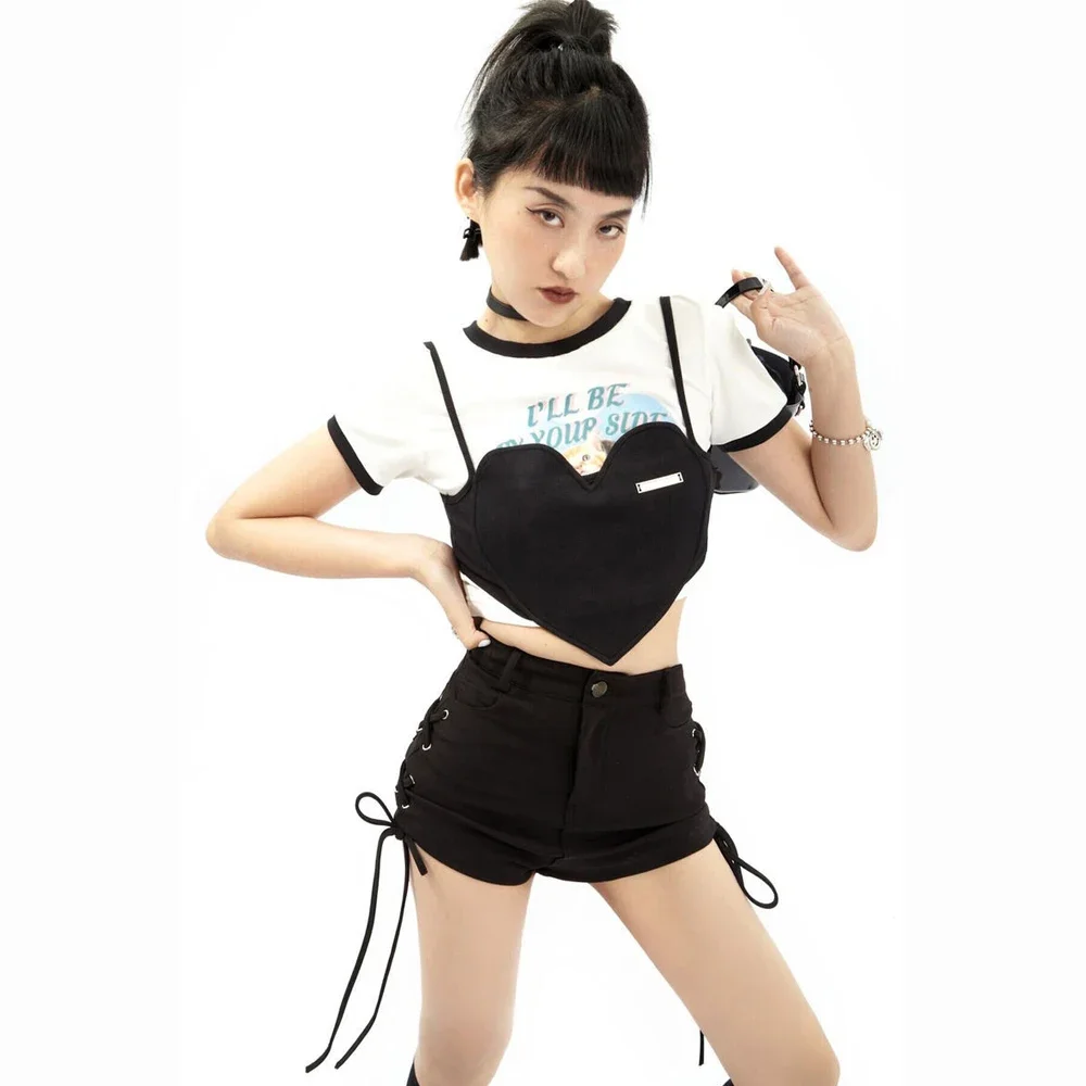 Y2k Shorts Women Bandage Sexy Streetwear Gothic Mini High Waist Lace Up Casual Tight Black Goth Club Fashion Summer Hot Pants