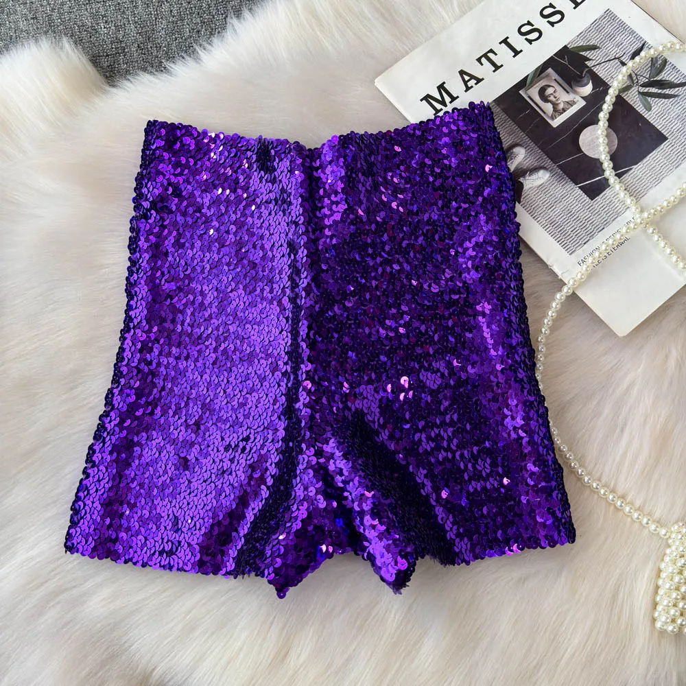 Summer New Fashion High Waist Heavy Industry Gradient Sequin Design Three-point Shorts Women's Hot Girls Slim-fit Casual Shorts