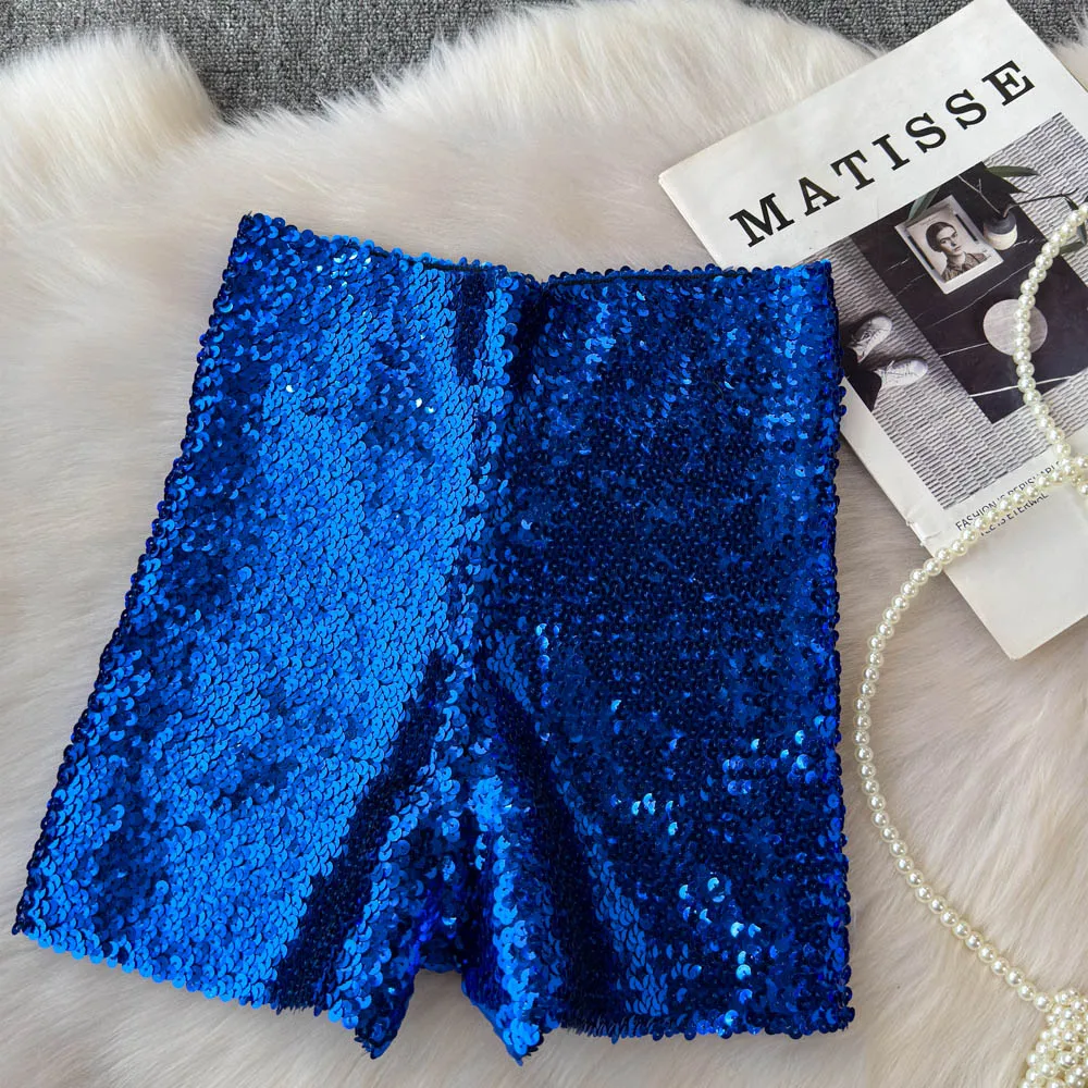 Summer New Fashion High Waist Heavy Industry Gradient Sequin Design Three-point Shorts Women's Hot Girls Slim-fit Casual Shorts