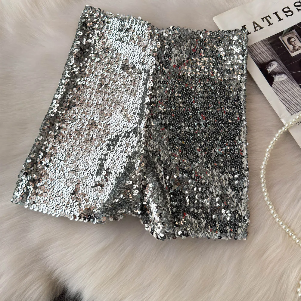 Summer New Fashion High Waist Heavy Industry Gradient Sequin Design Three-point Shorts Women's Hot Girls Slim-fit Casual Shorts