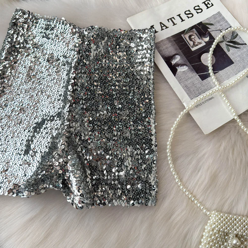 Summer New Fashion High Waist Heavy Industry Gradient Sequin Design Three-point Shorts Women's Hot Girls Slim-fit Casual Shorts