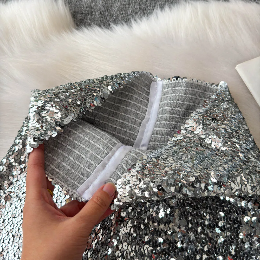 Summer New Fashion High Waist Heavy Industry Gradient Sequin Design Three-point Shorts Women's Hot Girls Slim-fit Casual Shorts