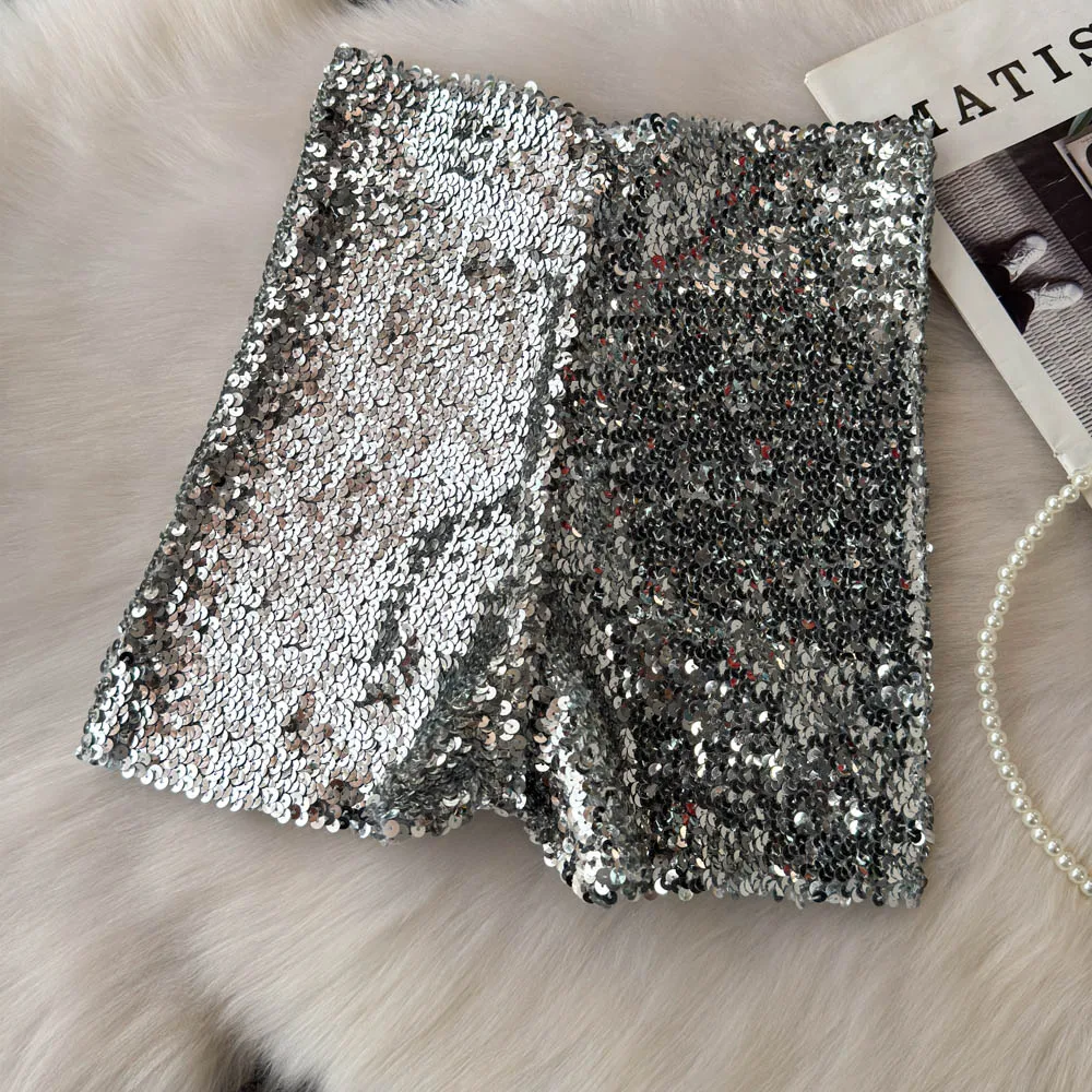 Summer New Fashion High Waist Heavy Industry Gradient Sequin Design Three-point Shorts Women's Hot Girls Slim-fit Casual Shorts