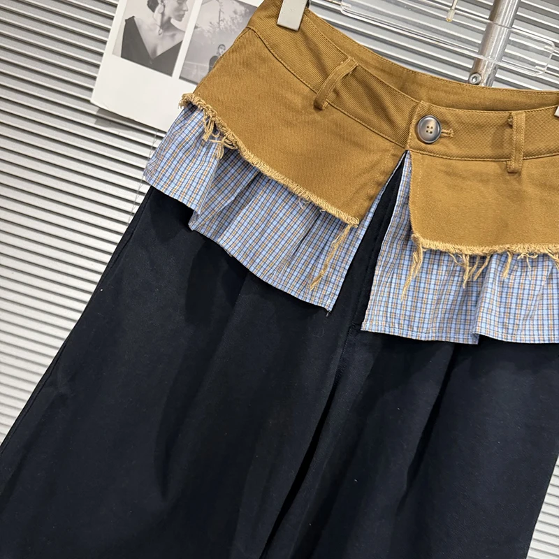 KUCLUT 2026 Autumn New Fashion Niche Design Waistband Splicing Contrast Color Shorts For Women Street Style Short Pants 1A4411