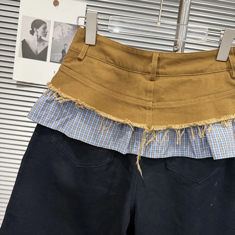 KUCLUT 2026 Autumn New Fashion Niche Design Waistband Splicing Contrast Color Shorts For Women Street Style Short Pants 1A4411