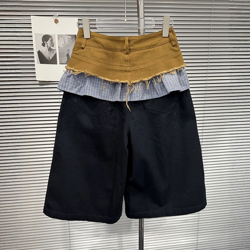 KUCLUT 2026 Autumn New Fashion Niche Design Waistband Splicing Contrast Color Shorts For Women Street Style Short Pants 1A4411