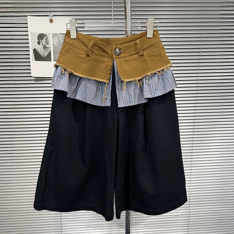 KUCLUT 2026 Autumn New Fashion Niche Design Waistband Splicing Contrast Color Shorts For Women Street Style Short Pants 1A4411