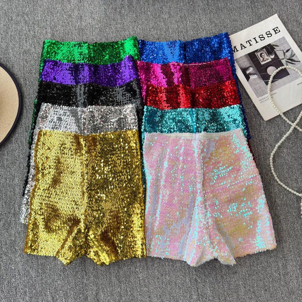 Shinny Sequins Short Pants Women Hot Summer High Waisted Female Booty Shorts Sexy Girl Streetwear Y2k Short Pants Dropshipping