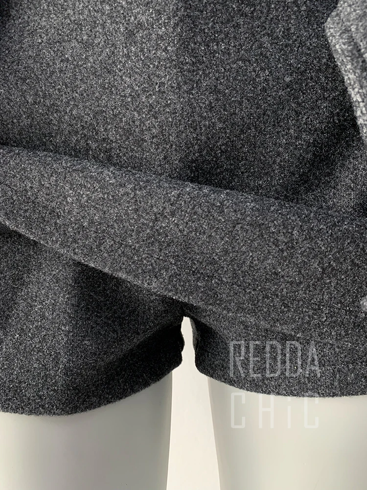 REDDACHiC Low Rise Tweed Shorts Women School Retro Gray Belt A-line Wrap Skirt Mini Skorts Grunge Cutecore Autumn Winter Bottoms