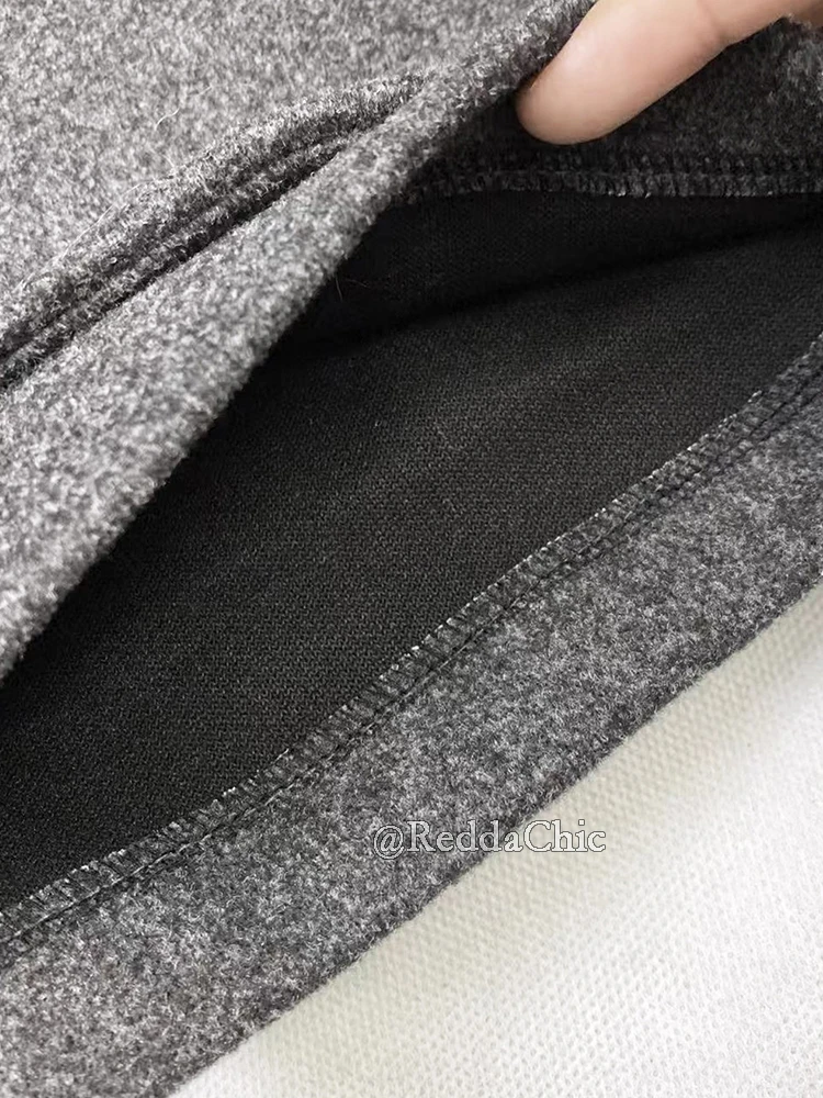 REDDACHiC Low Rise Tweed Shorts Women School Retro Gray Belt A-line Wrap Skirt Mini Skorts Grunge Cutecore Autumn Winter Bottoms