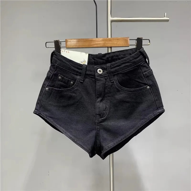 New Korean Women's Jeans Stretch Slim Cotton Denim Shorts A-line Hot Pants Women Clothing Sky Blue