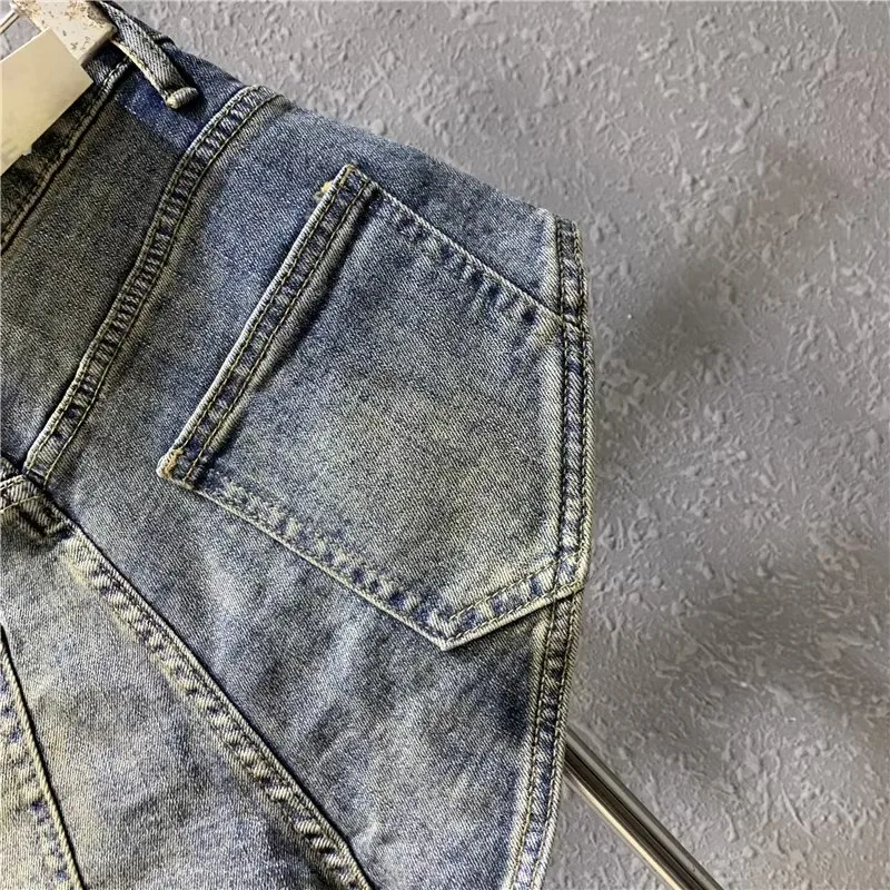New Korean Women's Jeans Stretch Slim Cotton Denim Shorts A-line Hot Pants Women Clothing Sky Blue