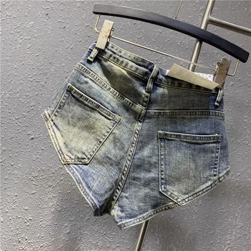 New Korean Women's Jeans Stretch Slim Cotton Denim Shorts A-line Hot Pants Women Clothing Sky Blue