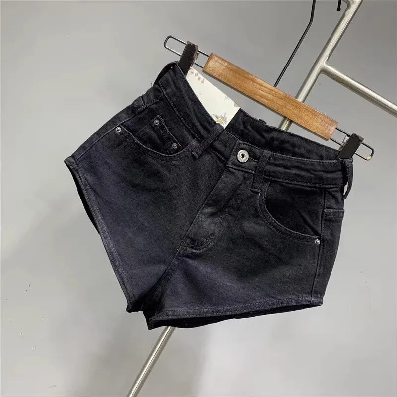 New Korean Women's Jeans Stretch Slim Cotton Denim Shorts A-line Hot Pants Women Clothing Sky Blue