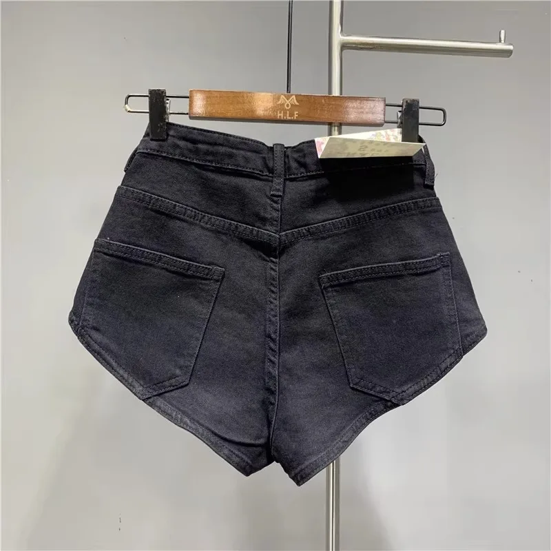 New Korean Women's Jeans Stretch Slim Cotton Denim Shorts A-line Hot Pants Women Clothing Sky Blue