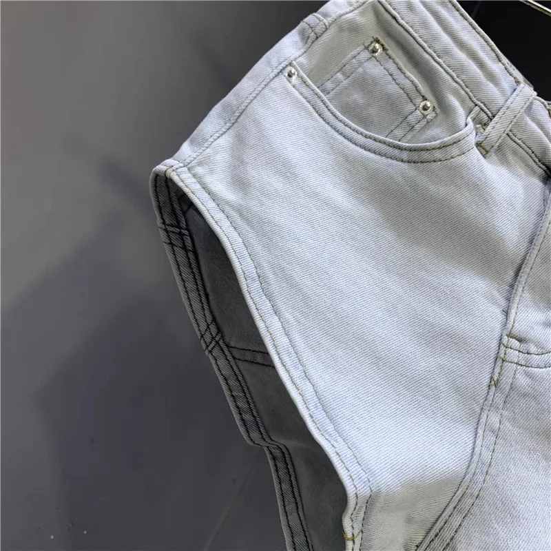 New Korean Women's Jeans Stretch Slim Cotton Denim Shorts A-line Hot Pants Women Clothing Sky Blue