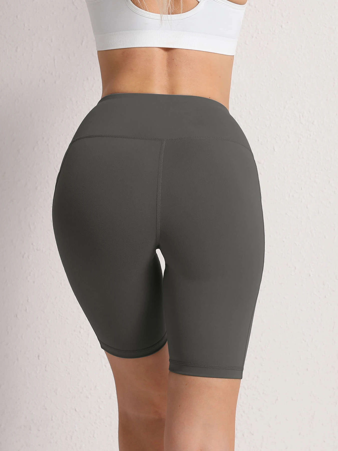 2XXL 16Colors Pockets High Waist Shorts Woman Solid Color Fitness Skinny Stretch Sport Shorts Compression Athletic Pockets Pants