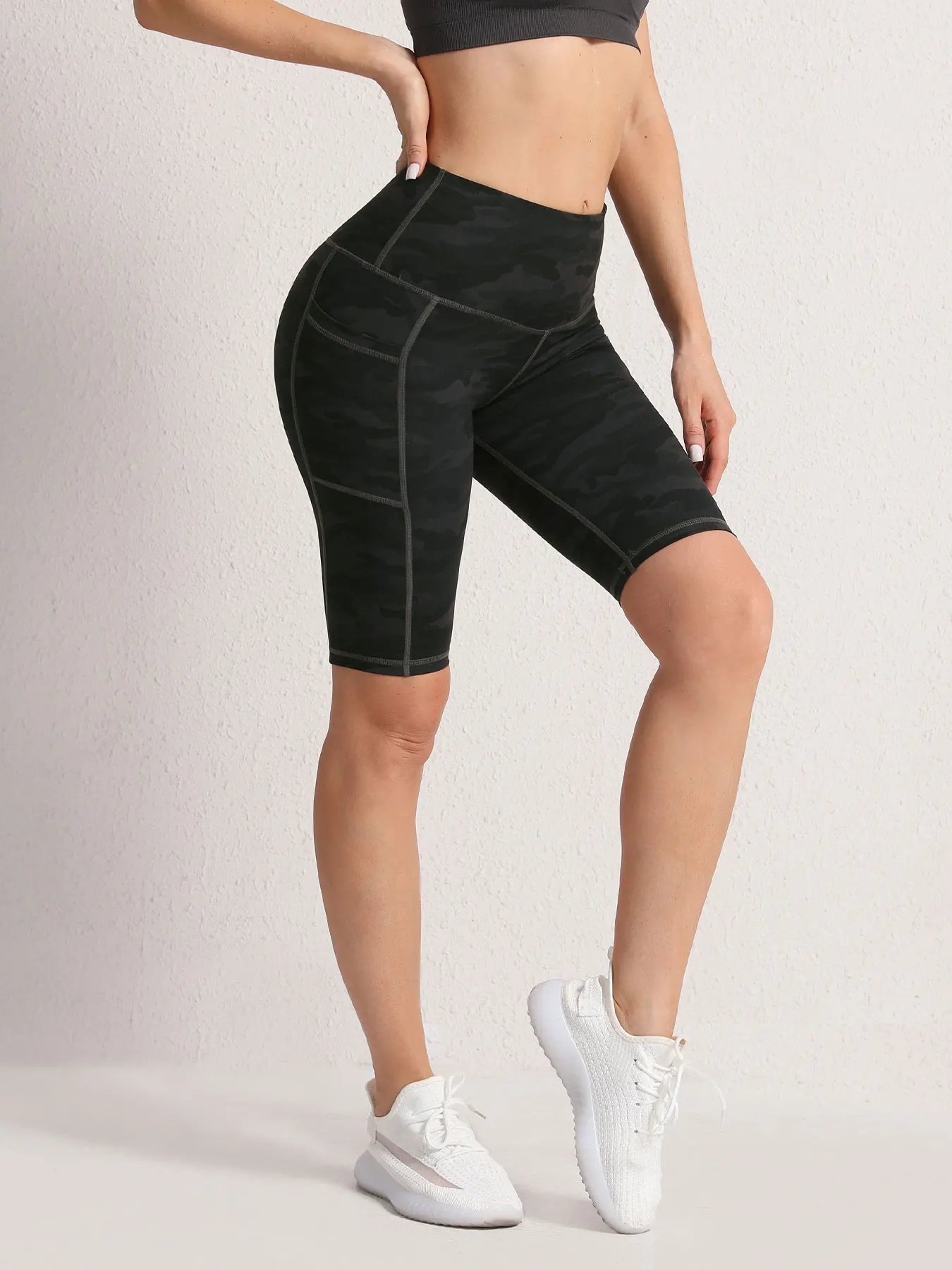 2XXL 16Colors Pockets High Waist Shorts Woman Solid Color Fitness Skinny Stretch Sport Shorts Compression Athletic Pockets Pants